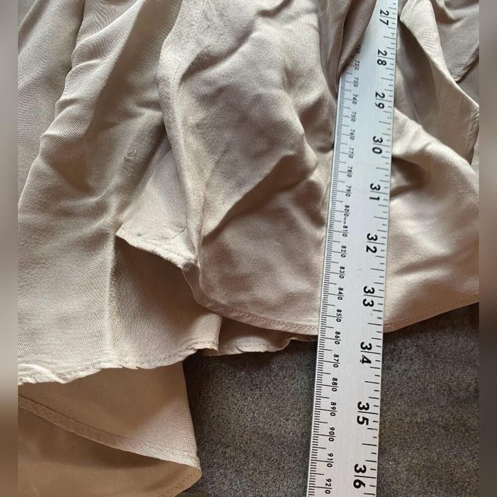 Babaton Skirt Womens 2 Beige Satin Asymmetrical Midi A-Line Bias Cut Flowy - Picture 5 of 5
